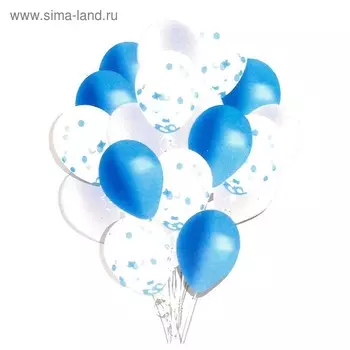 Букет из шаров «Мечта романтика», латекс, с конфетти, синий, набор 18 шт.