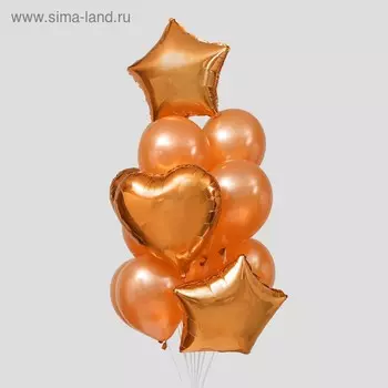 Букет из шаров «Праздничный», фольга, латекс, набор 12 шт., цвет розовое золото