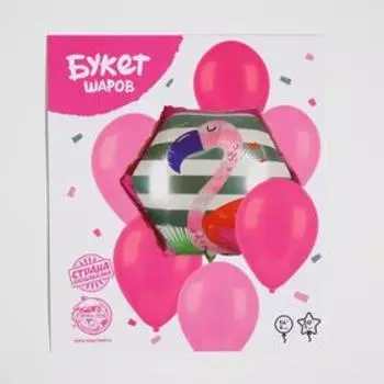 Букет из шаров «Розовый фламинго», фольга, латекс, набор 7 шт.