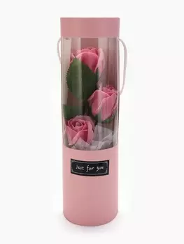 Букет из трех мыльных дымных роз в колбе.