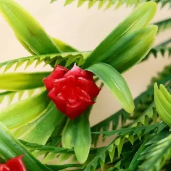 Букет "Розочки с резными листьями" 35 см, микс