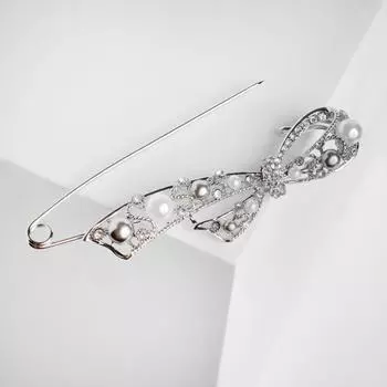 Булавка "Бант", 10,5см, цветная в серебре