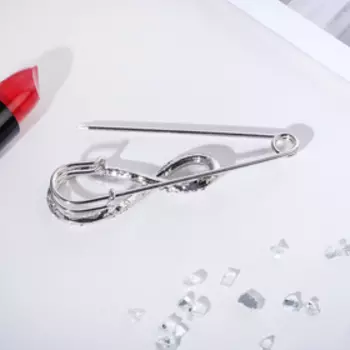 Булавка «Бесконечность», 6.5 см, радужная в серебре