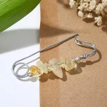 Булавка-оберег ручная работа "Цитрин", 5 см (удача, уверенность в себе, построение карьеры)