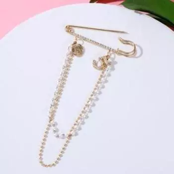 Булавка "Парижанка" 7см, цвет белый в золоте