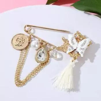 Булавка "Ренессанс" 7см, цвет белый в золоте