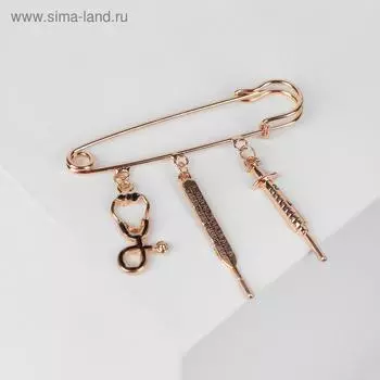 Булавка с подвесками «Медицина», 7 см, цвет чёрный золото
