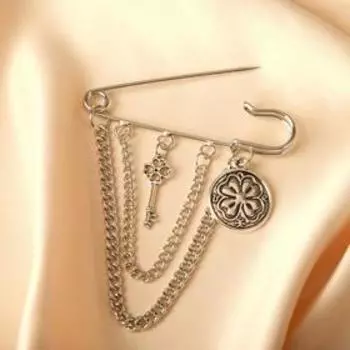 Булавка с подвесками "На удачу", 7,5см, цвет чернёное серебро