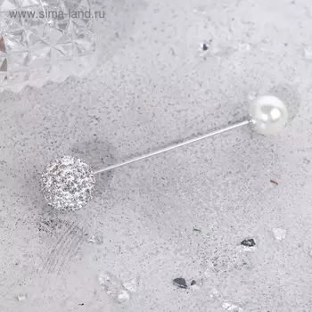 Булавка «Шамбала», 6,3 см, цвет белый в серебре