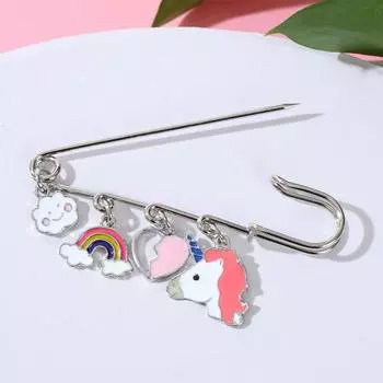 Булавка "Воображение" 7см, цветная в серебре