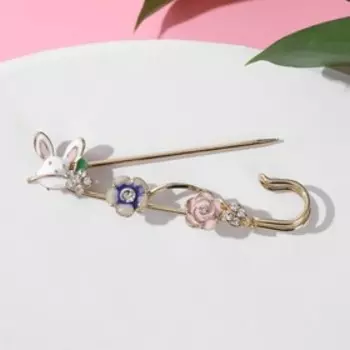 Булавка "Зайчик" 5,5см, цветная в золоте