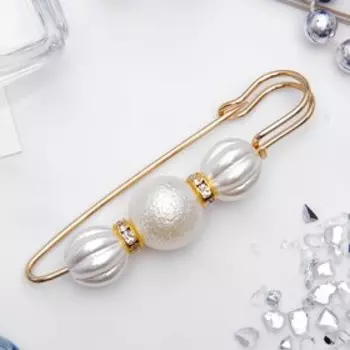 Булавка «Зефир» 7 см, белая в золоте