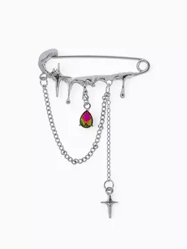 Булавка «Звёзды» с цепочками, белая в серебре