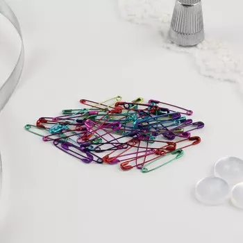 Булавки английские, 22 мм, 80 шт, цвет разноцветный