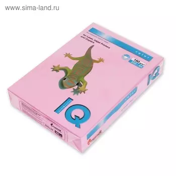 Бумага цветная А4 250 л, IQ COLOR, 160 г/м2, розовый, PI25