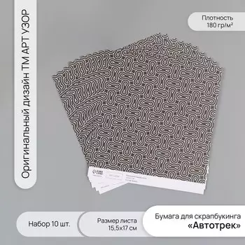 Бумага для скрапбукинга «Автотрек», плотность 180 г, набор 10 шт., 15.517 см