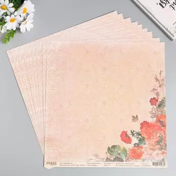 Бумага для скрапбукинга Флора "Муза" 30,5х30,5 см, 190 гр/м2