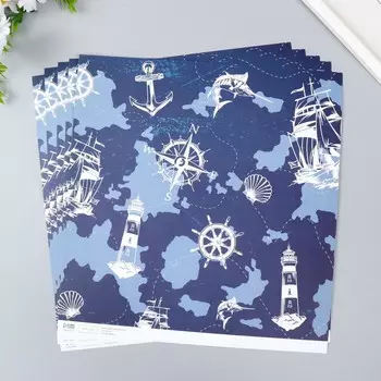 Бумага для скрапбукинга «Арт Узор. Морской путь», 180 г/м, 30.532 см