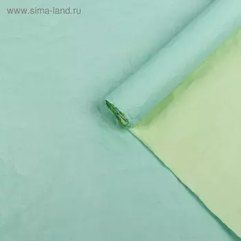 Бумага для упаковки, жатая, эколюкс, двусторонняя, двухцветная, бирюзовая, салатовая, зеленая, рулон 1 шт., 0,7 х 5 м