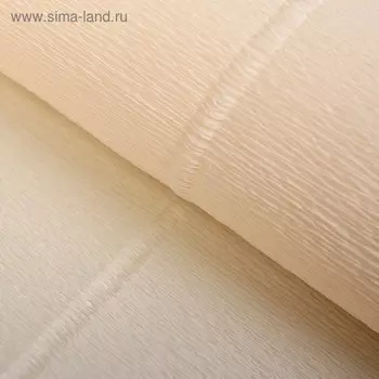 Бумага для упаковок и поделок, гофрированная, белая, кремовая, бежевая, однотонная, двусторонняя, рулон 1шт., 0,5 х 2,5 м
