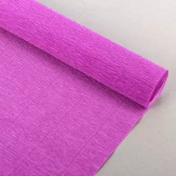 Бумага для упаковок и поделок, гофрированная, розовая, орхидея, однотонная, двусторонняя, рулон 1 шт., 50 см х 2,5 м