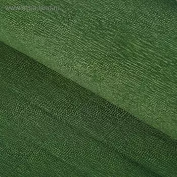 Бумага для упаковок и поделок, гофрированная, темно-зелёная, зеленая, однотонная, двусторонняя, рулон 1 шт., 50 см х 2,5 м