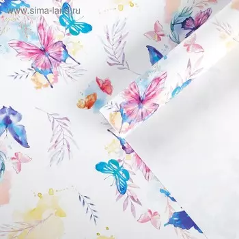Бумага глянцевая «Акварельные бабочки», 70 × 100 см