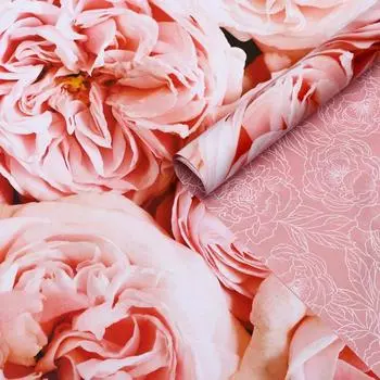 Бумага глянцевая двусторонняя "Пионы", 0,5 х 0,7 м