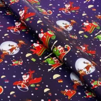 Бумага глянцевая "Рождественский полёт", двусторонняя, 70 х 100 см,10 шт.