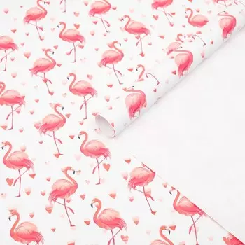 Бумага глянцевая с печатью "Фламинго", 70 х 100 см