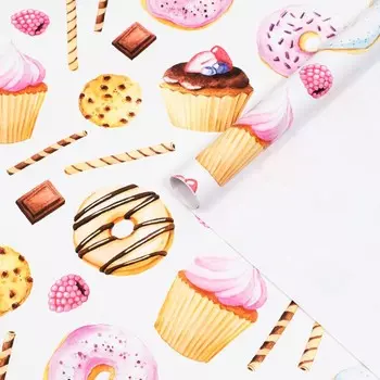 Бумага упаковочная глянцевая "Бублики", 100 х 70 см