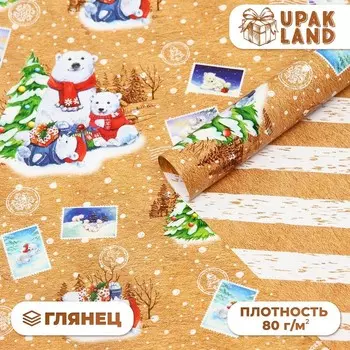 Бумага упаковочная глянцевая двусторонняя «Чудес в Новом году!», 68 х 100 см
