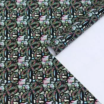 Бумага упаковочная глянцевая "Графика", зеленая, 50 х 70 см