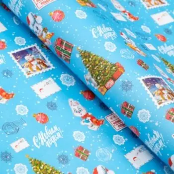 Бумага упаковочная глянцевая "Кролик", 70 х 100 см