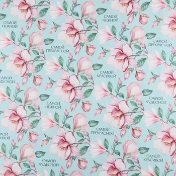 Бумага упаковочная глянцевая «Нежная магнолия», 50 х 70 см