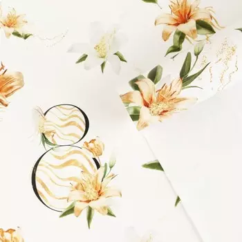 Бумага упаковочная глянцевая «Нежное 8 марта», 70 × 100 см