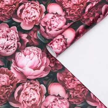Бумага упаковочная, глянцевая "Пионы" 60 х 90 см
