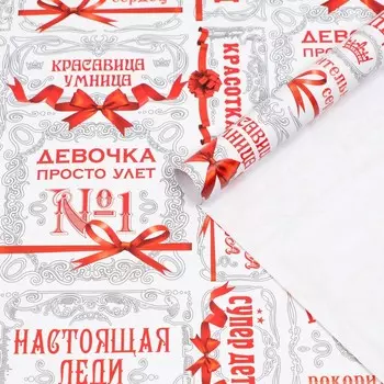 Бумага упаковочная глянцевая "Принцесса", 100 х 70 см