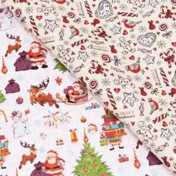 Бумага упаковочная новогодняя глянцевая «Рождество», двусторонняя, 70 х 100 см