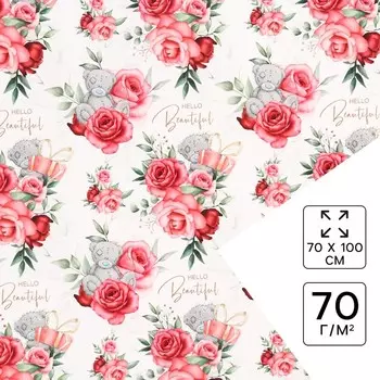 Бумага упаковочная глянцевая, «Розы», 70х100 см