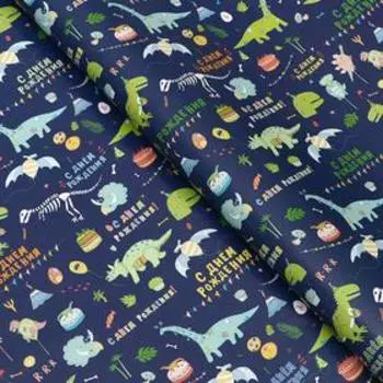 Бумага упаковочная глянцевая «С днем рождения!», 6090 см