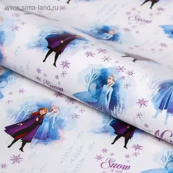 Бумага упаковочная глянцевая "С Новым Годом!" Холодное сердце,70 х100 см