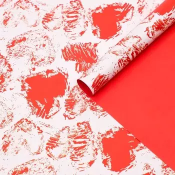 Бумага упаковочная глянцевая "Сердечки", двухсторонняя, 70 х 100 см