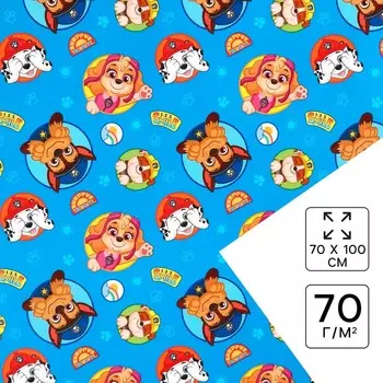 Бумага упаковочная глянцевая, Щенячий патруль, 70100 см