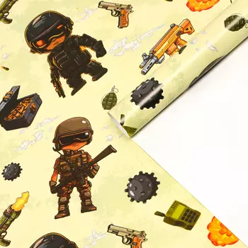 Бумага упаковочная, глянцевая «Солдат» 70100 см