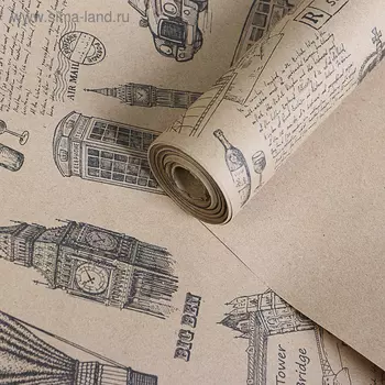 Бумага упаковочная крафт "Британия", 0,72 х 10 м, 70 г/м²