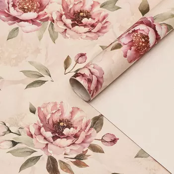 Бумага упаковочная, крафт «Бутон», 70100 см, 1 лист