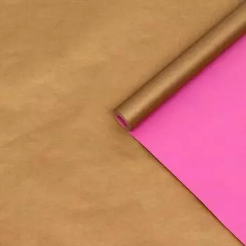 Бумага упаковочная крафт, двусторонняя, розовый-золотой, 0.6 х 10 м, 70 г/м²