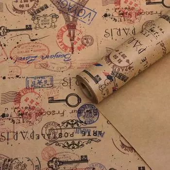 Бумага упаковочная крафт "Марки", 0,6 х 10 м, 70 г/м²