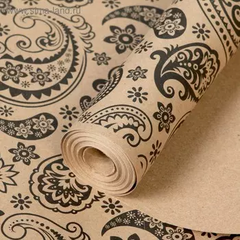 Бумага упаковочная крафт "Огуречный узор", МИКС 70 г/м² ,0,7 х 10 м